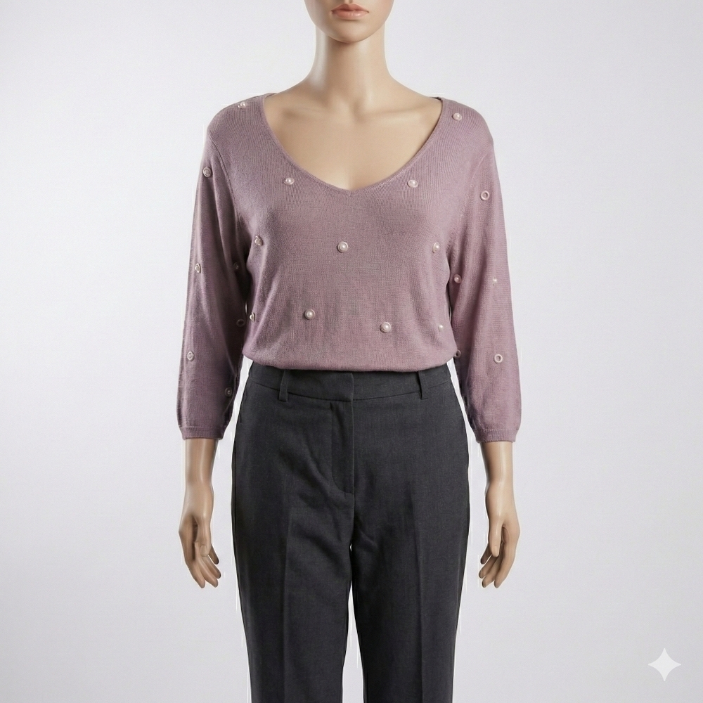 Purple Asymmetrical Three Quarter Sleeve Blouse